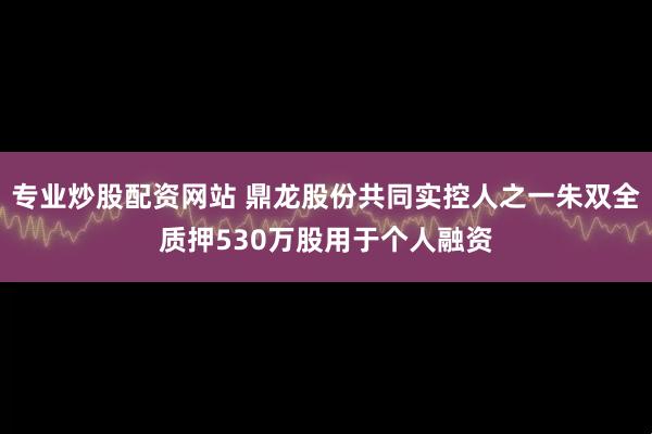 专业炒股配资网站 鼎龙股份共同实控人之一朱双全质押530万股用于个人融资